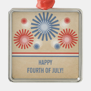 Funky 4th of July Fireworks and Stripes Ornament