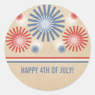 Funky 4th of July Fireworks & Stripes Stickers
