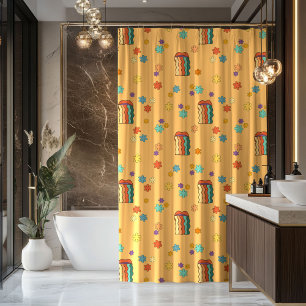 Funky 70s Curtain Colourful Pastel Bathroom Art