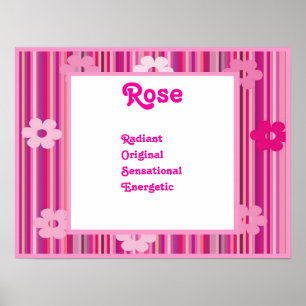 Funky 70s Flowers Teen Kids Name Wall Art Print