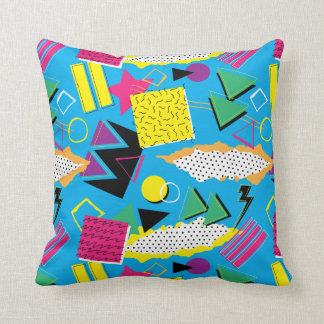 Funky 80s Memphis Style Abstract Bright Colours Throw Pillow