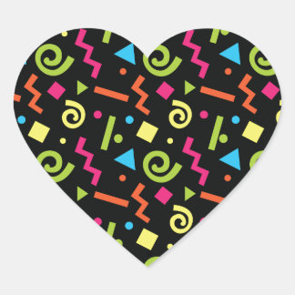 Funky 90's Retro Theme Heart Sticker