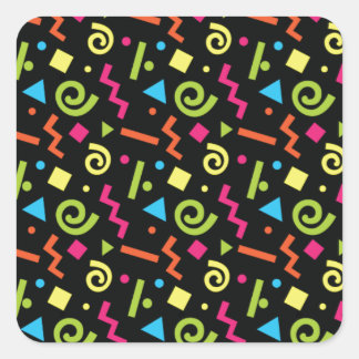 Funky 90's Retro Theme Square Sticker