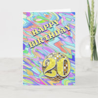 Funky abstract 20 birthday card