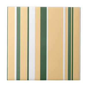 Funky Abstract Art Beige White Green Lines Stripes Tile