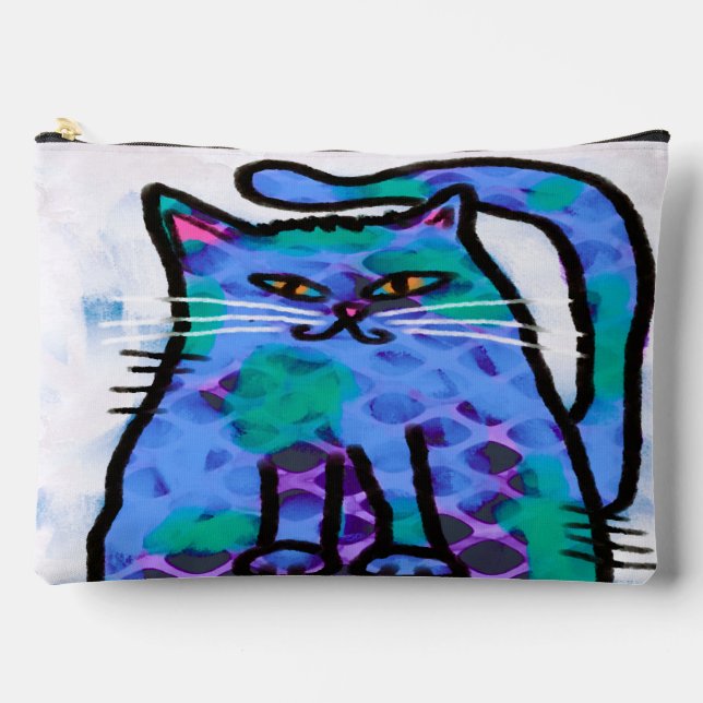 Funky Abstract Art Cat Accessory Pouch (Front)