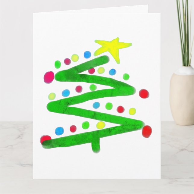 Funky Abstract Art Christmas Tree Card (Front)