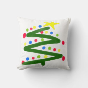 Funky Abstract Art Christmas Tree Throw Pillow
