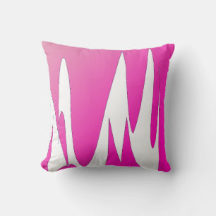 Funky Abstract Art Coral White Throw Pillow
