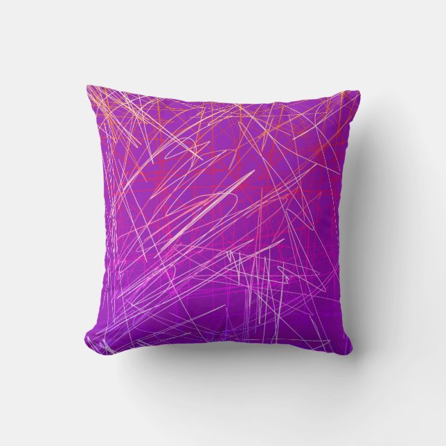 Funky Abstract Art Drawing Throw Pillow Cushion (Front)