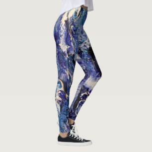 Funky Abstract Art Leggings - Blue & White