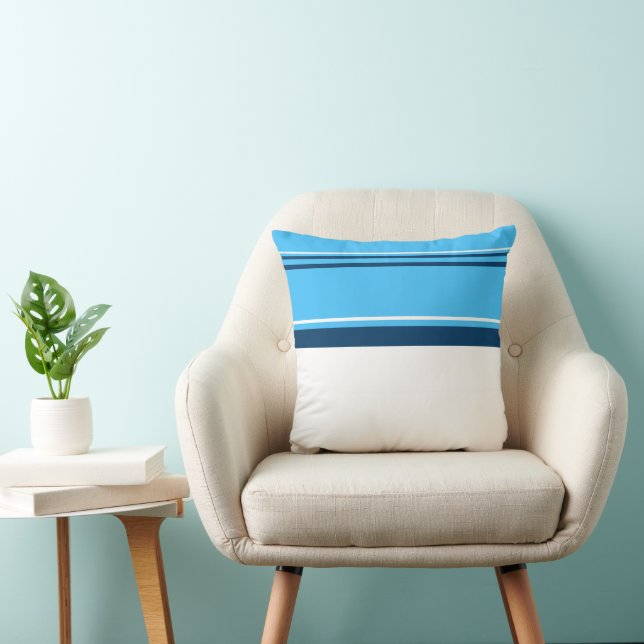 Funky Abstract Art Light Dark Blue White Throw Pillow (Chair)