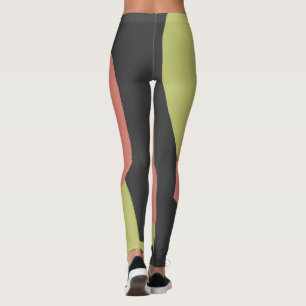 Funky Abstract Art Pale Pastel Charcoal Coral Leggings