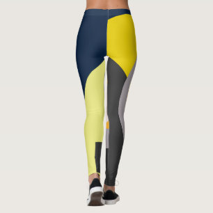 Funky Abstract Art Pale Pastel Charcoal Yellow Leggings