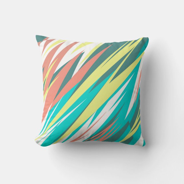 Funky Abstract Art Pastel Turquoise White Throw Pillow (Front)