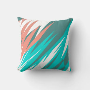 Funky Abstract Art Pastel Turquoise White Throw Pillow