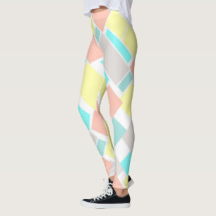 Funky Abstract Art Pastel Turquoise Yellow Leggings