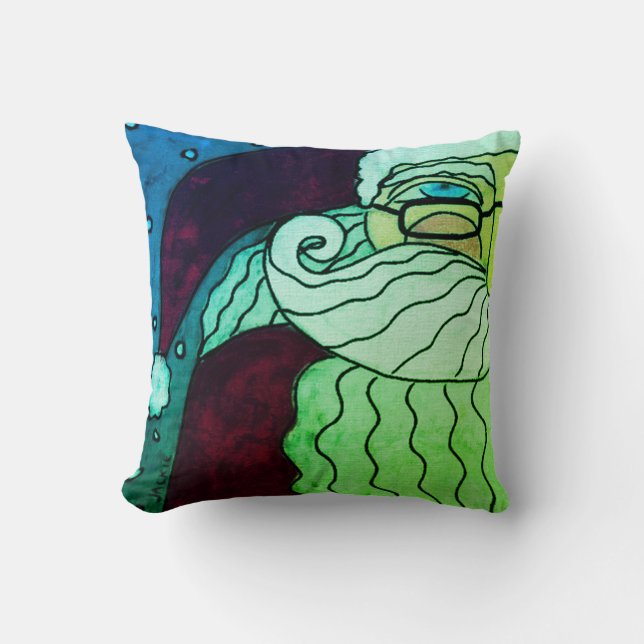 Funky Abstract Art Santa Claus Throw Pillow (Front)
