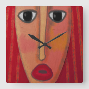 Funky Abstract Art Square Wall Clock
