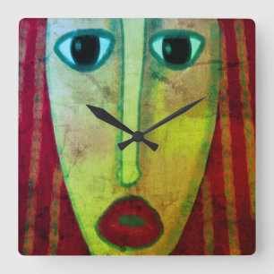 Funky Abstract Art Square Wall Clock