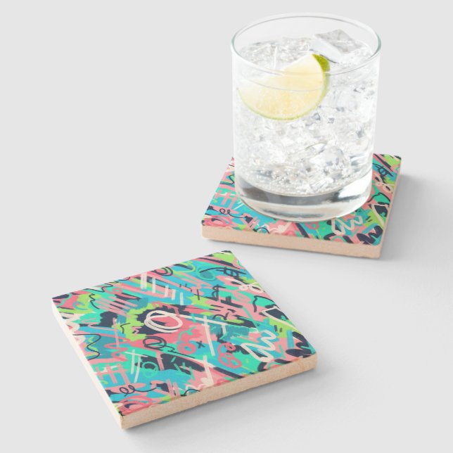 Funky Abstract Art  Stone Coaster (Side)