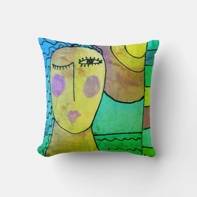Funky Abstract Art Throw Pillow (Front)