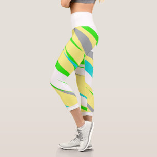 Funky Abstract Art Turquoise Blue Green Leggings