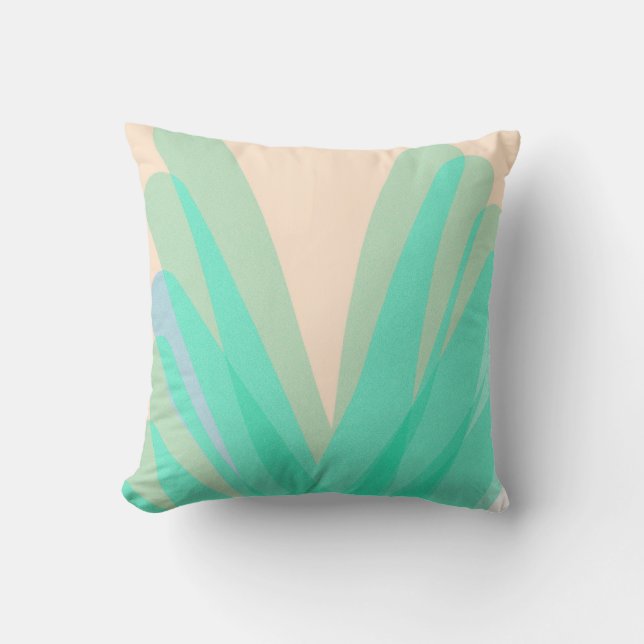 Funky Abstract Art Turquoise Pink Throw Pillow (Front)