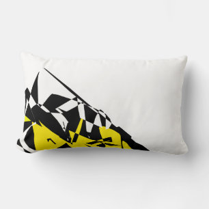 Funky Abstract Black Yellow Pattern Pillow Cushion