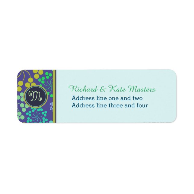 Funky Abstract Blue Floral Pattern Monogram (Front)