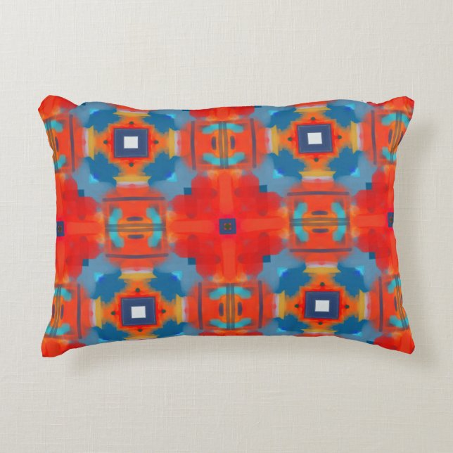 Funky Abstract Bright Coloured Accent Pillow (Front)