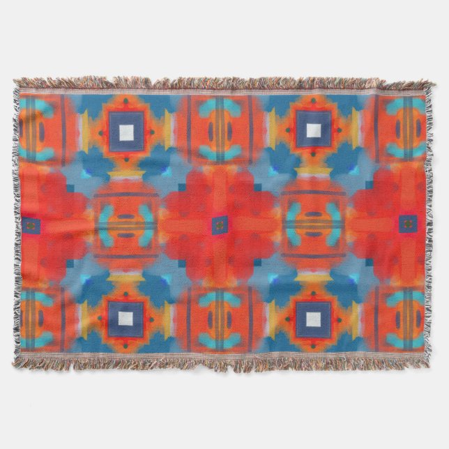 Funky Abstract Bright Coloured Throw Blanket (Front)