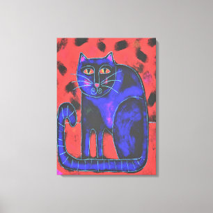 Funky Abstract Cat Painting Canvas Print