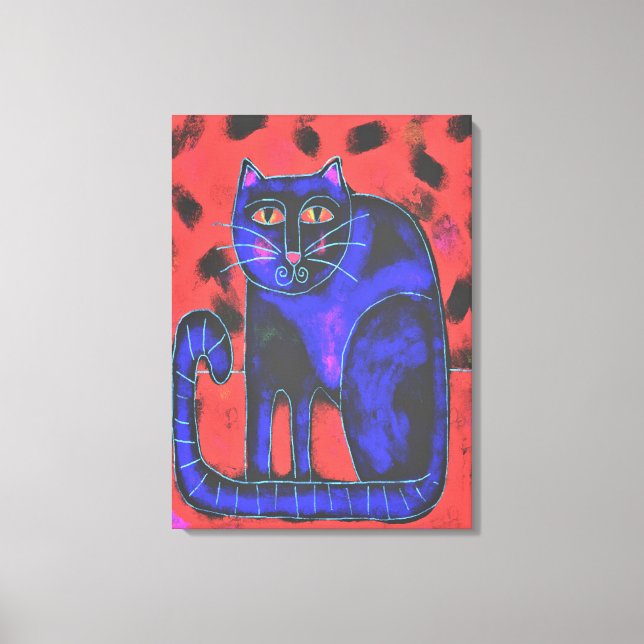 Funky Abstract Cat Painting Canvas Print (Front)
