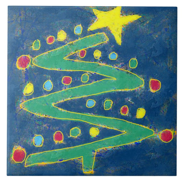 Funky Abstract Christmas Tree Tile (Front)