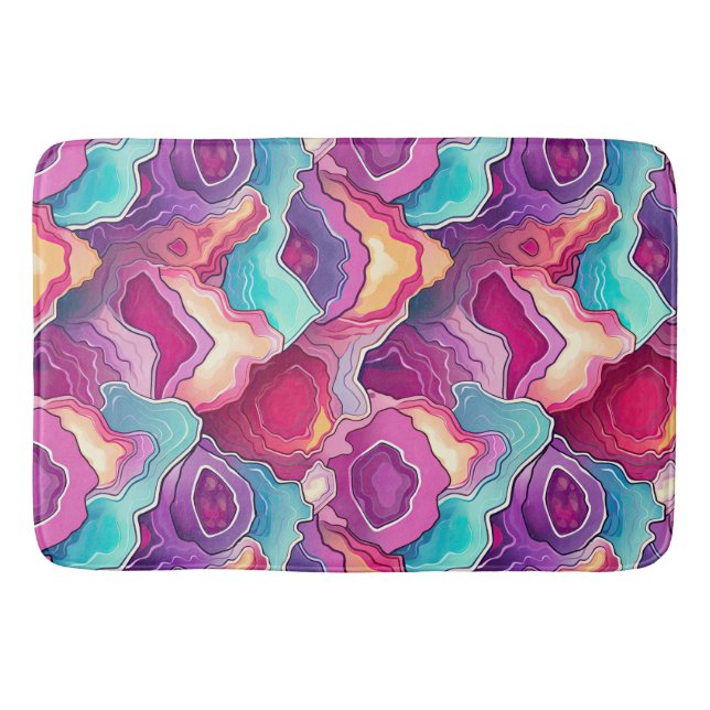 Funky Abstract Colorful Pattern Bathroom  Bath Mat (Front)