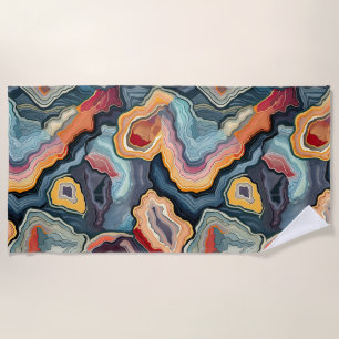 Funky Abstract Colourful Agate Geode Pattern Beach Towel