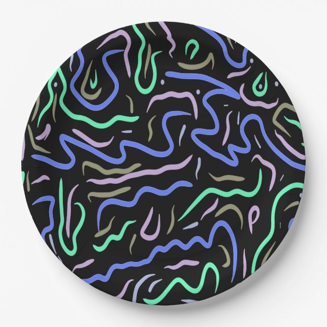 Funky Abstract Digital Art Paper Plate (Front)