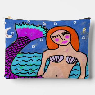 Funky Abstract Digital Mermaid Painting Accessory Pouch