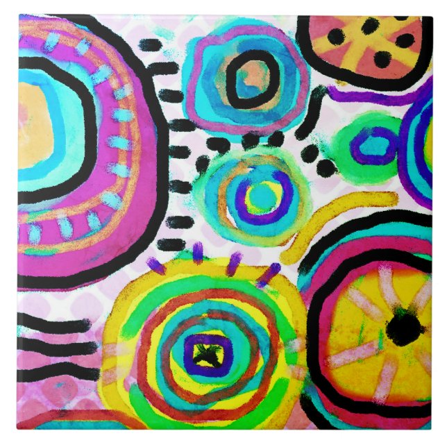 Funky Abstract Digital Painting Tile (Front)