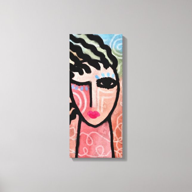 Funky Abstract Digital Portrait of a Woman Canvas Print (Front)