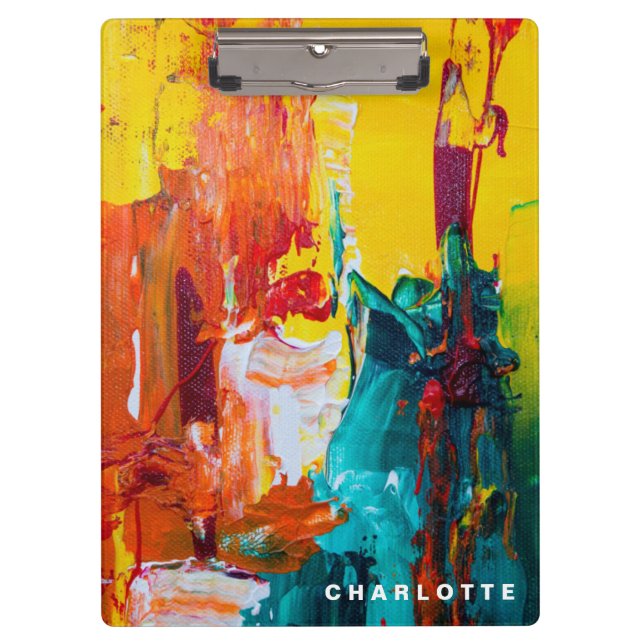 Funky Abstract Expressionism Colourful Clipboard (Front)