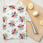 Funky Abstract Flowers Mid-century Kitchen Towel<br><div class="desc">This funky flower mid century kitchen towel features red,  blue,  yellow,  and green abstract daisy flowers along with starbursts and dots. It will add that POP you want hanging from your oven door!</div>