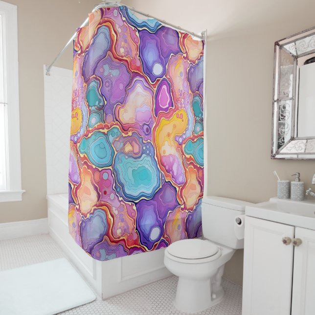 Funky Abstract Geode Agate Pattern Bathroom  (In Situ)