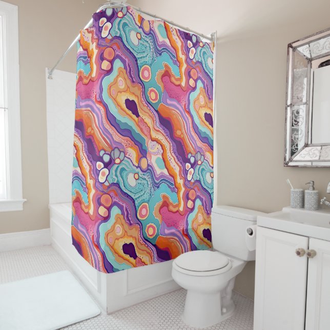 Funky Abstract Geode Agate Pattern Bathroom  (In Situ)