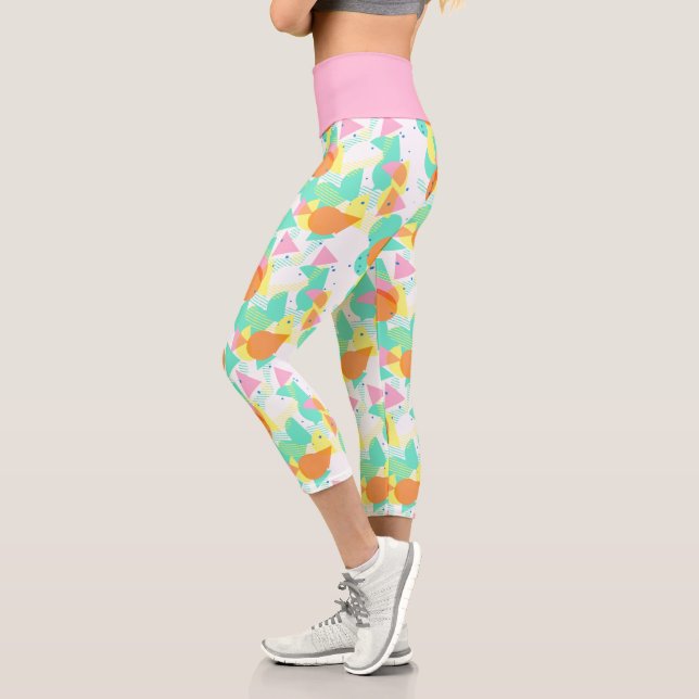Funky Abstract Geometric Hip 50s Art Pattern Capri Leggings (Left)