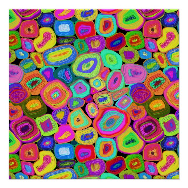 Funky Abstract Oil Painted Circles  Poster (Front)