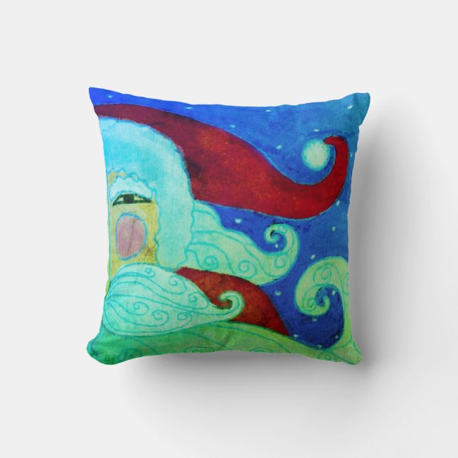 Funky Abstract Santa Claus Throw Pillow (Front)