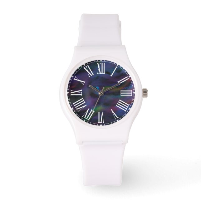 Funky abstract smokey purples water color  watch (Front)