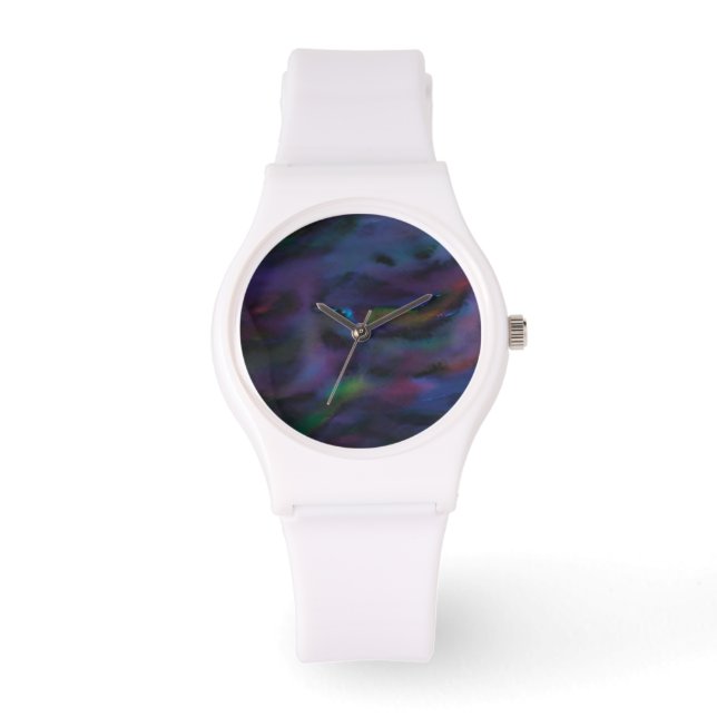 Funky abstract smokey purples water color watch (Front)